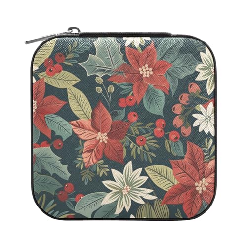 ISAOA Schmuckschatulle mit Weihnachtsstern-Blättern, klein, tragbar, Reise-Schmuckkästchen, PU-Leder, Reise-Organizer, Aufbewahrungsbox, Ringe, Ohrringe, Halsketten, Aufbewahrungsbox für Damen ISAOA Schmuckschatulle mit Weihnachtsstern-Blättern, klein, tragbar, Reise-Schmuckkästchen, PU-Leder, Reise-Organizer, Aufbewahrungsbox, Ringe, Ohrringe, Halsketten, Aufbewahrungsbox für Damen von ISAOA