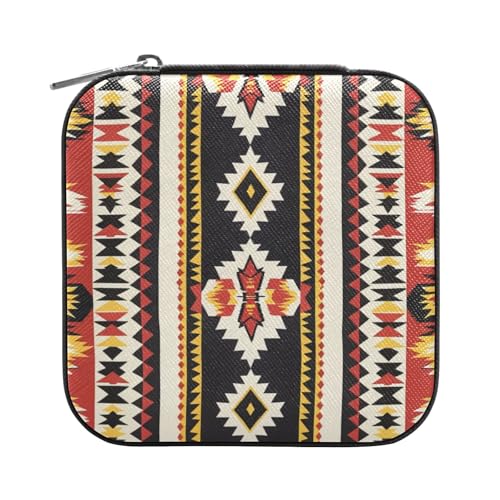 ISAOA Schmuckschatulle mit abstraktem geometrischem Muster im Aztekenmuster, klein, tragbar, Reise-Schmuckkästchen, Reise-Organizer, Aufbewahrungsbox, für Ringe, Ohrringe, Halsketten, für Damen ISAOA Schmuckschatulle mit abstraktem geometrischem Muster im Aztekenmuster, klein, tragbar, Reise-Schmuckkästchen, Reise-Organizer, Aufbewahrungsbox, für Ringe, Ohrringe, Halsketten, für Damen von ISAOA