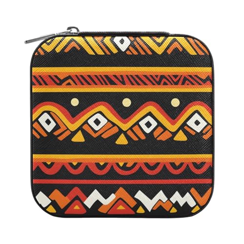ISAOA Schmuckschatulle mit afrikanischem abstraktem Geometrie-Muster, klein, tragbar, Reise-Schmuckkästchen, PU-Leder, Reise-Organizer, Box, Ringe, Ohrringe, Halsketten, Aufbewahrungsbox für Frauen ISAOA Schmuckschatulle mit afrikanischem abstraktem Geometrie-Muster, klein, tragbar, Reise-Schmuckkästchen, PU-Leder, Reise-Organizer, Box, Ringe, Ohrringe, Halsketten, Aufbewahrungsbox für Frauen von ISAOA