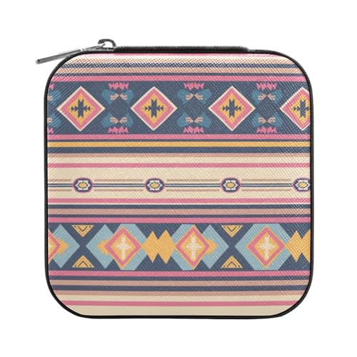 ISAOA Schmuckschatulle mit geometrischem Aztekenmuster, klein, tragbar, Reise-Schmuckkästchen, PU-Leder, Reise-Organizer, Aufbewahrungsbox, Ringe, Ohrringe, Halsketten, Aufbewahrungsbox für Damen ISAOA Schmuckschatulle mit geometrischem Aztekenmuster, klein, tragbar, Reise-Schmuckkästchen, PU-Leder, Reise-Organizer, Aufbewahrungsbox, Ringe, Ohrringe, Halsketten, Aufbewahrungsbox für Damen von ISAOA