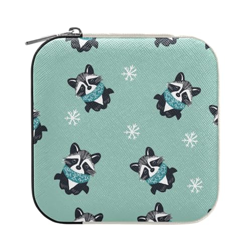ISAOA Schmuckschatulle mit niedlichem Waschbär-Schneeflocken-Muster, klein, tragbar, Reise-Schmuckkästchen, PU-Leder, Reise-Organizer, Box, Ringe, Ohrringe, Halsketten, Aufbewahrungsbox für Frauen und ISAOA Schmuckschatulle mit niedlichem Waschbär-Schneeflocken-Muster, klein, tragbar, Reise-Schmuckkästchen, PU-Leder, Reise-Organizer, Box, Ringe, Ohrringe, Halsketten, Aufbewahrungsbox für Frauen und von ISAOA
