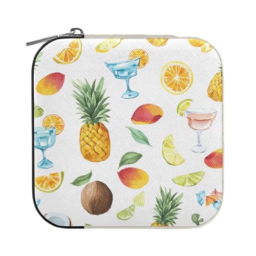 ISAOA Schmuckschatulle mit tropischem Cocktail-Obstmuster, klein, tragbar, Reise-Schmuckkästchen, PU-Leder, Reise-Organizer, Aufbewahrungsbox, Ringe, Ohrringe, Halsketten, Aufbewahrungsbox für Damen ISAOA Schmuckschatulle mit tropischem Cocktail-Obstmuster, klein, tragbar, Reise-Schmuckkästchen, PU-Leder, Reise-Organizer, Aufbewahrungsbox, Ringe, Ohrringe, Halsketten, Aufbewahrungsbox für Damen von ISAOA