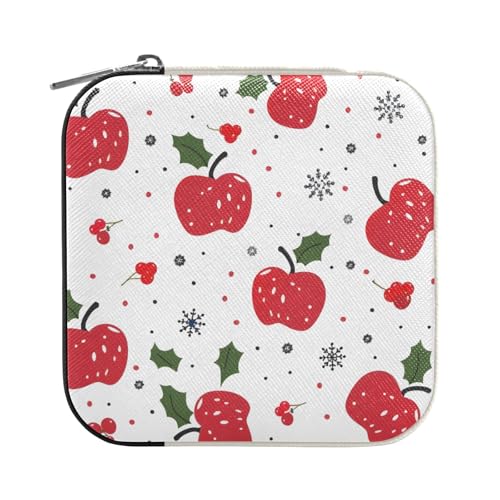 ISAOA Schmuckschatulle mit weihnachtlichem Apfelblatt-Muster, klein, tragbar, Reise-Schmuckkästchen, PU-Leder, Reise-Organizer, Box, Ringe, Ohrringe, Halsketten, Aufbewahrungsbox für Frauen und ISAOA Schmuckschatulle mit weihnachtlichem Apfelblatt-Muster, klein, tragbar, Reise-Schmuckkästchen, PU-Leder, Reise-Organizer, Box, Ringe, Ohrringe, Halsketten, Aufbewahrungsbox für Frauen und von ISAOA