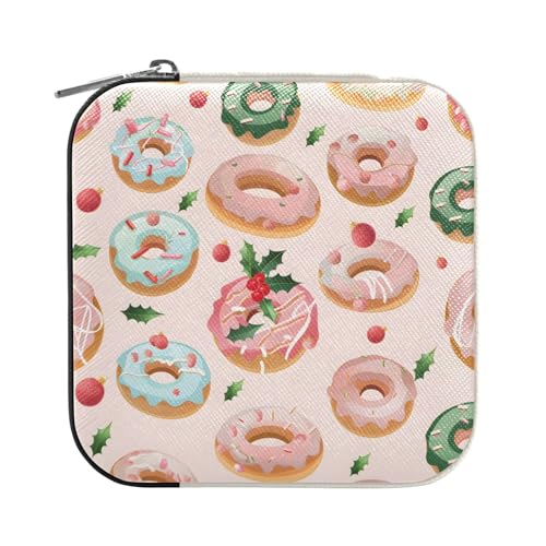 ISAOA Schmuckschatulle mit weihnachtlichem Donut-Muster, klein, tragbar, Reise-Schmuckkästchen, PU-Leder, Reise-Organizer, Box, Ringe, Ohrringe, Halskette, Aufbewahrungsbox für Damen, Mädchen ISAOA Schmuckschatulle mit weihnachtlichem Donut-Muster, klein, tragbar, Reise-Schmuckkästchen, PU-Leder, Reise-Organizer, Box, Ringe, Ohrringe, Halskette, Aufbewahrungsbox für Damen, Mädchen von ISAOA