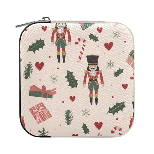 ISAOA Schmuckschatulle mit weihnachtlichem Nussknacker-Motiv, klein, tragbar, Reise-Schmuckkästchen, PU-Leder, Reise-Organizer, Aufbewahrungsbox, Ringe, Ohrringe, Halsketten, Aufbewahrungsbox für ISAOA Schmuckschatulle mit weihnachtlichem Nussknacker-Motiv, klein, tragbar, Reise-Schmuckkästchen, PU-Leder, Reise-Organizer, Aufbewahrungsbox, Ringe, Ohrringe, Halsketten, Aufbewahrungsbox für von ISAOA