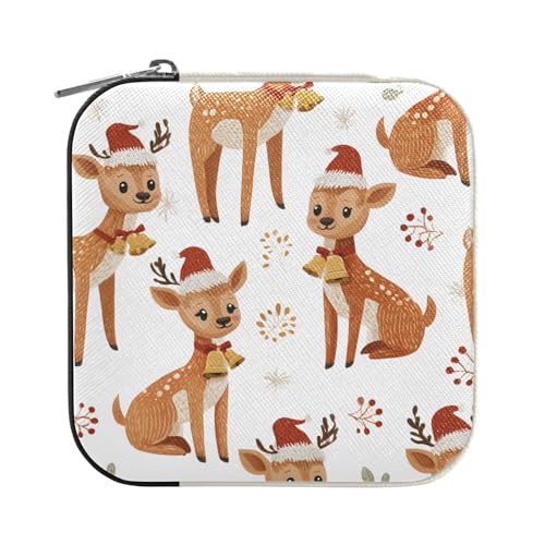 ISAOA Schmuckschatulle mit weihnachtlichem Rentier-Motiv, klein, tragbar, Reise-Schmuckkästchen, PU-Leder, Reise-Organizer, Box, Ringe, Ohrringe, Halskette, Aufbewahrungsbox für Damen, Mädchen ISAOA Schmuckschatulle mit weihnachtlichem Rentier-Motiv, klein, tragbar, Reise-Schmuckkästchen, PU-Leder, Reise-Organizer, Box, Ringe, Ohrringe, Halskette, Aufbewahrungsbox für Damen, Mädchen von ISAOA