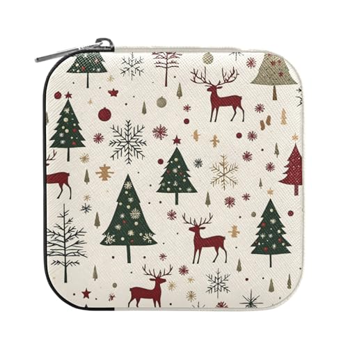 ISAOA Schmuckschatulle mit weihnachtlichem Rentierbaum, Schneeflocken, klein, tragbar, Reise-Schmuckkästchen, PU-Leder, Reise-Organizer, Box, Ringe, Ohrringe, Halsketten, Aufbewahrungsbox für Frauen ISAOA Schmuckschatulle mit weihnachtlichem Rentierbaum, Schneeflocken, klein, tragbar, Reise-Schmuckkästchen, PU-Leder, Reise-Organizer, Box, Ringe, Ohrringe, Halsketten, Aufbewahrungsbox für Frauen von ISAOA