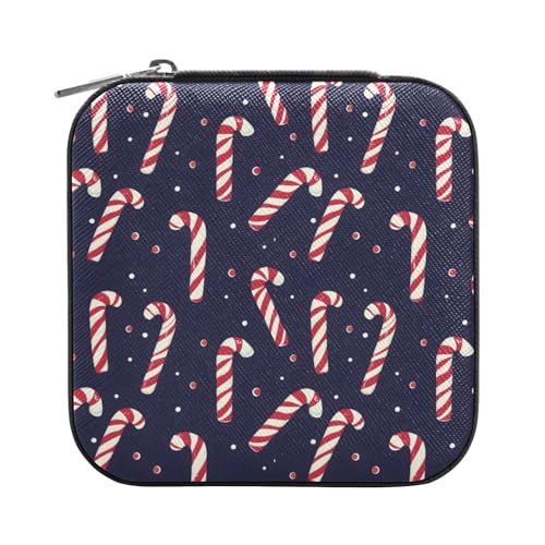 ISAOA Schmuckschatulle mit weihnachtlichem Zuckerstangen, klein, tragbar, Reise-Schmuckkästchen, PU-Leder, Reise-Organizer, Box, Ringe, Ohrringe, Halskette, Aufbewahrungsbox für Damen, Mädchen ISAOA Schmuckschatulle mit weihnachtlichem Zuckerstangen, klein, tragbar, Reise-Schmuckkästchen, PU-Leder, Reise-Organizer, Box, Ringe, Ohrringe, Halskette, Aufbewahrungsbox für Damen, Mädchen von ISAOA