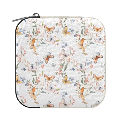 ISAOA Schöne Schmuckschatulle mit Schmetterlingen und Blumen, klein, tragbar, Reise-Schmuckkästchen, PU-Leder, Reise-Organizer, Box, Ringe, Ohrringe, Halsketten, Aufbewahrungsbox für Frauen und ISAOA Schöne Schmuckschatulle mit Schmetterlingen und Blumen, klein, tragbar, Reise-Schmuckkästchen, PU-Leder, Reise-Organizer, Box, Ringe, Ohrringe, Halsketten, Aufbewahrungsbox für Frauen und von ISAOA