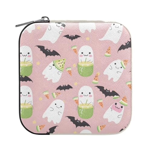 ISAOA Süße Geister-Schmuckschatulle mit Fledermaus-Muster, klein, tragbar, Reise-Schmuckkästchen, PU-Leder, Reise-Organizer, Box, Ringe, Ohrringe, Halsketten, Aufbewahrungsbox für Frauen und Mädchen ISAOA Süße Geister-Schmuckschatulle mit Fledermaus-Muster, klein, tragbar, Reise-Schmuckkästchen, PU-Leder, Reise-Organizer, Box, Ringe, Ohrringe, Halsketten, Aufbewahrungsbox für Frauen und Mädchen von ISAOA