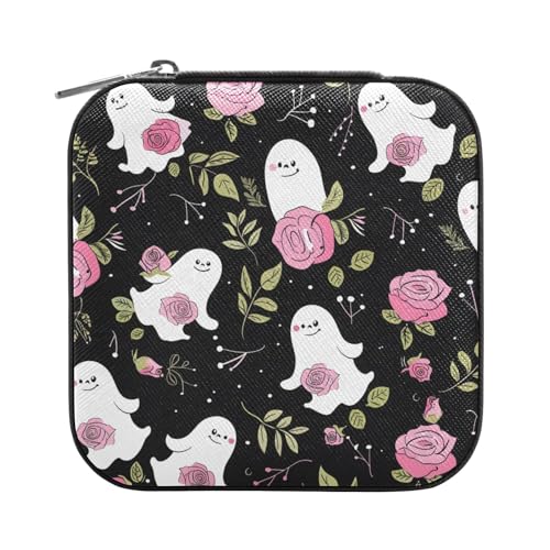 ISAOA Süße Geisterrosen-Schmuckschatulle, klein, tragbar, Reise-Schmuckkästchen, PU-Leder, Reise-Organizer, Box, Ringe, Ohrringe, Halsketten, Aufbewahrungsbox für Frauen, Mädchen, Geschenke ISAOA Süße Geisterrosen-Schmuckschatulle, klein, tragbar, Reise-Schmuckkästchen, PU-Leder, Reise-Organizer, Box, Ringe, Ohrringe, Halsketten, Aufbewahrungsbox für Frauen, Mädchen, Geschenke von ISAOA