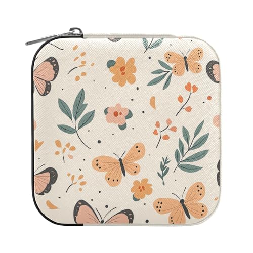 ISAOA Süße Schmuckschatulle mit Schmetterlings-Blumen, klein, tragbar, Reise-Schmuckkästchen, PU-Leder, Reise-Organizer, Box, Ringe, Ohrringe, Halsketten, Aufbewahrungsbox für Frauen und Mädchen ISAOA Süße Schmuckschatulle mit Schmetterlings-Blumen, klein, tragbar, Reise-Schmuckkästchen, PU-Leder, Reise-Organizer, Box, Ringe, Ohrringe, Halsketten, Aufbewahrungsbox für Frauen und Mädchen von ISAOA