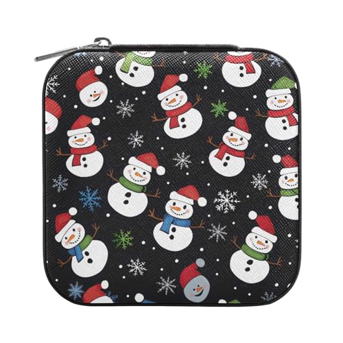 ISAOA Süße Schmuckschatulle mit Schneemann-Schneeflocken, klein, tragbar, Reise-Schmuckkästchen, PU-Leder, Reise-Organizer, Organizer, Aufbewahrungsbox, für Ringe, Ohrringe, Halsketten, für Frauen und ISAOA Süße Schmuckschatulle mit Schneemann-Schneeflocken, klein, tragbar, Reise-Schmuckkästchen, PU-Leder, Reise-Organizer, Organizer, Aufbewahrungsbox, für Ringe, Ohrringe, Halsketten, für Frauen und von ISAOA