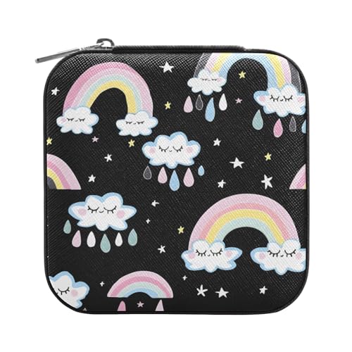 ISAOA Süße Wolken-Regenbogen-Schmuckschatulle, klein, tragbar, Reise-Schmuckkästchen, PU-Leder, Reise-Organizer, Box, Ringe, Ohrringe, Halsketten, Aufbewahrungsbox für Frauen und Mädchen, Geschenke ISAOA Süße Wolken-Regenbogen-Schmuckschatulle, klein, tragbar, Reise-Schmuckkästchen, PU-Leder, Reise-Organizer, Box, Ringe, Ohrringe, Halsketten, Aufbewahrungsbox für Frauen und Mädchen, Geschenke von ISAOA