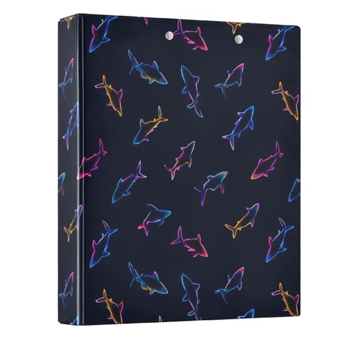 Line Haifisch-Muster, 3-Ringbuch, 3,8 cm, runder Ringbuch, Sichtbuch, hält 200 Dokumente, für Zuhause, Schule, Büro von ISAOA