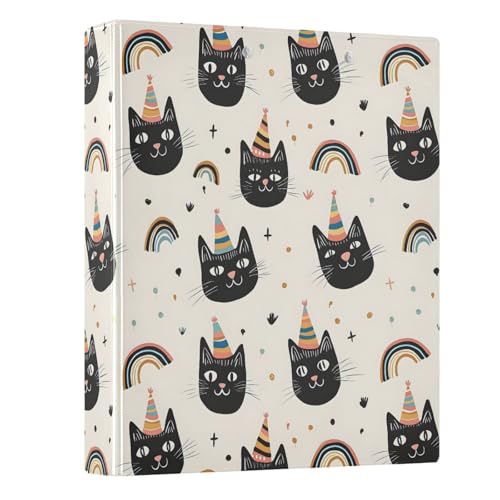 Little Black Cat Rainbow 3-Ringbuch, 3,8 cm, runder Ringbuch, Sichtbuch, hält 200 Dokumente, für Zuhause, Schule, Büro Little Black Cat Rainbow 3-Ringbuch, 3,8 cm, runder Ringbuch, Sichtbuch, hält 200 Dokumente, für Zuhause, Schule, Büro von ISAOA