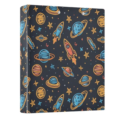 Ringbuch mit 3 Ringen, 3,8 cm, Motiv: Weltraumraketen, Sterne, 3,8 cm, rund, Sichtbuch, hält 200 Dokumente, für Zuhause, Schule, Büro Ringbuch mit 3 Ringen, 3,8 cm, Motiv: Weltraumraketen, Sterne, 3,8 cm, rund, Sichtbuch, hält 200 Dokumente, für Zuhause, Schule, Büro von ISAOA