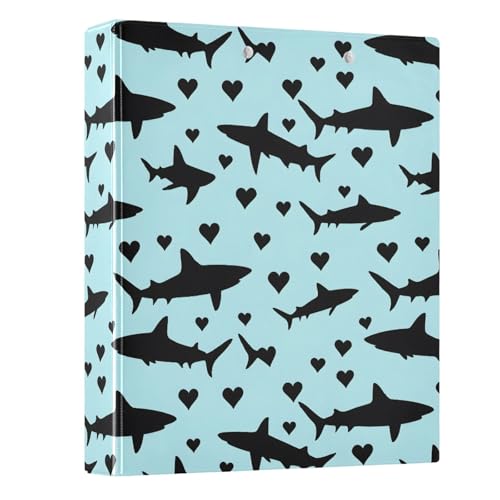 Ringbuch mit 3 Ringen, 3,8 cm, Schwarz, Hai-Herz, für 200 Dokumente, für Zuhause, Schule, Büro Ringbuch mit 3 Ringen, 3,8 cm, Schwarz, Hai-Herz, für 200 Dokumente, für Zuhause, Schule, Büro von ISAOA