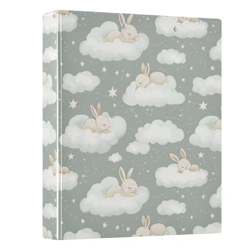 Ringbuch mit 3 Ringen, 3,8 cm, mit Wolkenhasen-Motiv, 3,8 cm, für 200 Dokumente, für Zuhause, Schule, Büro Ringbuch mit 3 Ringen, 3,8 cm, mit Wolkenhasen-Motiv, 3,8 cm, für 200 Dokumente, für Zuhause, Schule, Büro von ISAOA