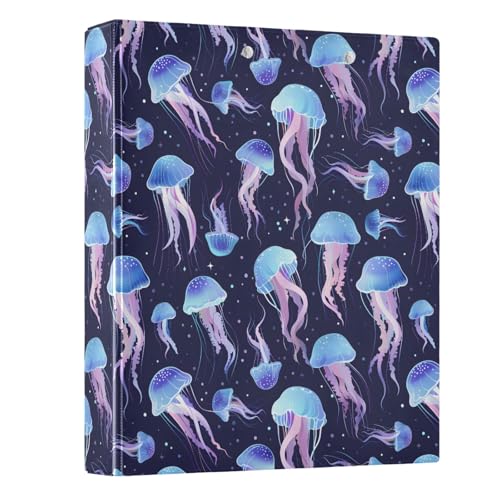 Ringbuch mit 3 Ringen, 3,8 cm, mit blauen Quallen, 3,8 cm, rund, Sichtbuch, hält 200 Dokumente, für Zuhause, Schule, Büro Ringbuch mit 3 Ringen, 3,8 cm, mit blauen Quallen, 3,8 cm, rund, Sichtbuch, hält 200 Dokumente, für Zuhause, Schule, Büro von ISAOA