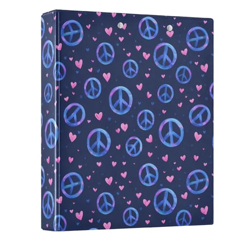 Ringbuch mit 3 Ringen, Friedenssymbol und Liebe, 3,8 cm, runder Ringbuch, Sichtbuch, hält 200 Dokumente, für Zuhause, Schule, Büro Ringbuch mit 3 Ringen, Friedenssymbol und Liebe, 3,8 cm, runder Ringbuch, Sichtbuch, hält 200 Dokumente, für Zuhause, Schule, Büro von ISAOA
