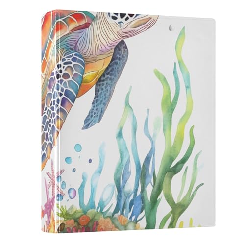 Ringbuch mit 3 Ringen, Meeresschildkröte, Koralle, Aquarell, 3,8 cm, rund, für 200 Dokumente, für Zuhause, Schule, Büro Ringbuch mit 3 Ringen, Meeresschildkröte, Koralle, Aquarell, 3,8 cm, rund, für 200 Dokumente, für Zuhause, Schule, Büro von ISAOA
