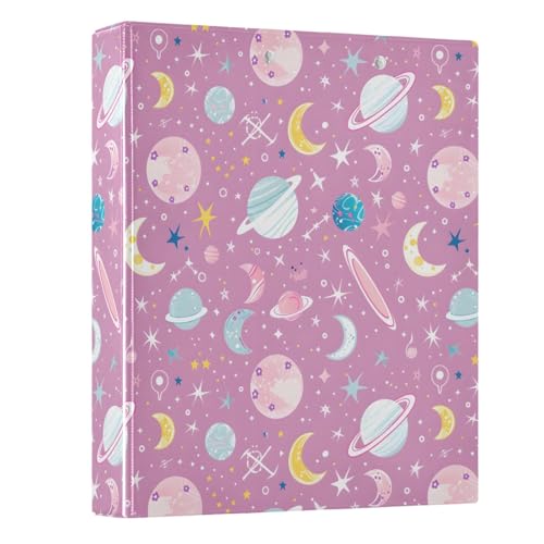 Ringbuch mit 3 Ringen, Motiv Pink Planet Mond, 3,8 cm, rund, Sichtbuch, hält 200 Dokumente, für Zuhause, Schule, Büro Ringbuch mit 3 Ringen, Motiv Pink Planet Mond, 3,8 cm, rund, Sichtbuch, hält 200 Dokumente, für Zuhause, Schule, Büro von ISAOA