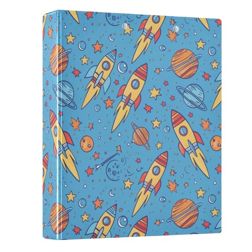 Ringbuch mit 3 Ringen, Raketen und Sternen auf blauem Hintergrund, 3,8 cm, rund, Sichtbuch, hält 200 Dokumente, für Zuhause, Schule, Büro Ringbuch mit 3 Ringen, Raketen und Sternen auf blauem Hintergrund, 3,8 cm, rund, Sichtbuch, hält 200 Dokumente, für Zuhause, Schule, Büro von ISAOA