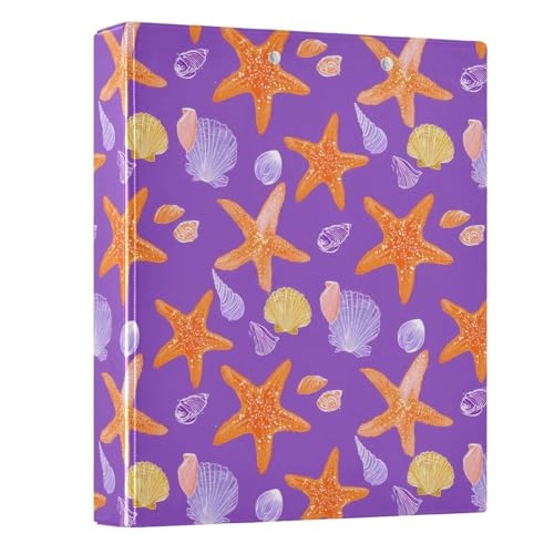 Ringbuch mit 3 Ringen, Seestern-Muschelmuster, 3,8 cm, runder Ringbuch, Sichtbuch, hält 200 Dokumente, für Zuhause, Schule, Büro Ringbuch mit 3 Ringen, Seestern-Muschelmuster, 3,8 cm, runder Ringbuch, Sichtbuch, hält 200 Dokumente, für Zuhause, Schule, Büro von ISAOA