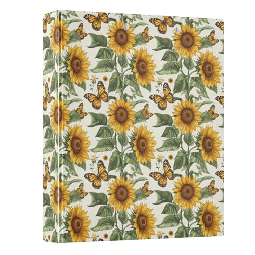 Ringbuch mit 3 Ringen, Sonnenblumen-Schmetterlinge, 3,8 cm, rund, für 200 Dokumente, für Zuhause, Schule, Büro Ringbuch mit 3 Ringen, Sonnenblumen-Schmetterlinge, 3,8 cm, rund, für 200 Dokumente, für Zuhause, Schule, Büro von ISAOA