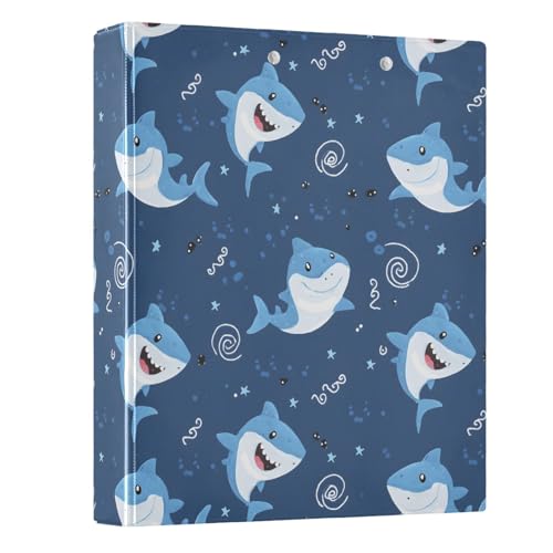 Ringbuch mit 3 Ringen, niedliches Haifischmuster, 3,8 cm, runder Ringbuch, Sichtbuch, hält 200 Dokumente, für Zuhause, Schule, Büro Ringbuch mit 3 Ringen, niedliches Haifischmuster, 3,8 cm, runder Ringbuch, Sichtbuch, hält 200 Dokumente, für Zuhause, Schule, Büro von ISAOA