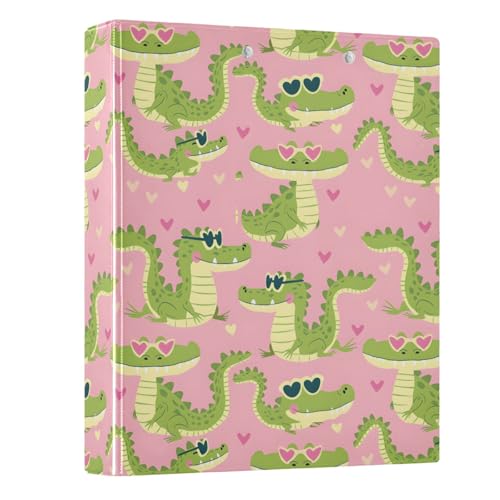 Ringbuch mit 3 Ringen, niedliches Krokodil-Design, 3,8 cm, rund, für 200 Dokumente, für Zuhause, Schule, Büro Ringbuch mit 3 Ringen, niedliches Krokodil-Design, 3,8 cm, rund, für 200 Dokumente, für Zuhause, Schule, Büro von ISAOA