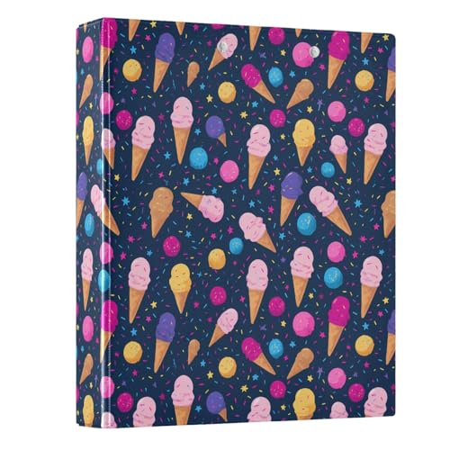 Ringbuch mit Eiscreme-Muster, 3,8 cm, rund, Sichtbuch, hält 200 Dokumente, für Zuhause, Schule, Büro Ringbuch mit Eiscreme-Muster, 3,8 cm, rund, Sichtbuch, hält 200 Dokumente, für Zuhause, Schule, Büro von ISAOA