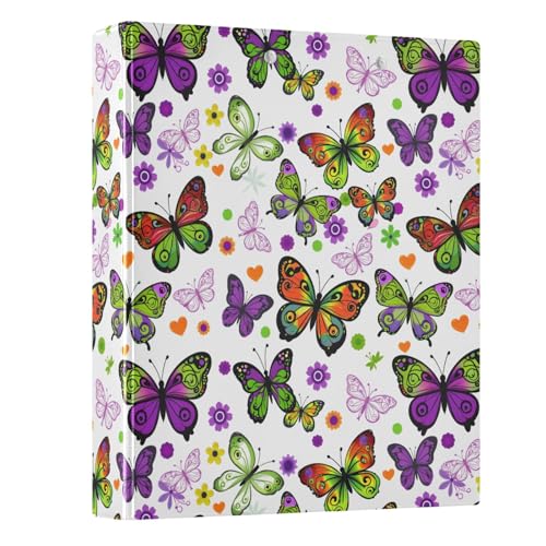 Ringbuch mit Schmetterlingsmuster, 3,8 cm, runder Ringbuch, Sichtbuch, hält 200 Dokumente, für Zuhause, Schule, Büro Ringbuch mit Schmetterlingsmuster, 3,8 cm, runder Ringbuch, Sichtbuch, hält 200 Dokumente, für Zuhause, Schule, Büro von ISAOA