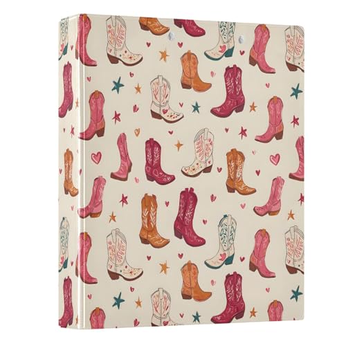 Schöner Cowboystiefel-Ordner mit 3 Ringen, 3,8 cm, runder Ringbuch, Sichtbuch, hält 200 Dokumente, für Zuhause, Schule, Büro von ISAOA