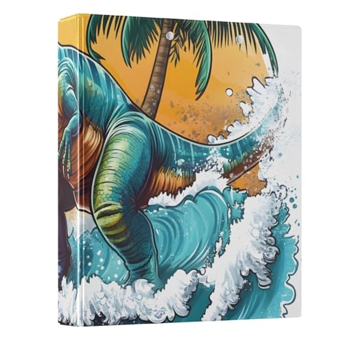 Surfing Dinosaur Ringbuch mit 3 Ringen, 3,8 cm, rund, Sichtbuch, hält 200 Dokumente, für Zuhause, Schule, Büro Surfing Dinosaur Ringbuch mit 3 Ringen, 3,8 cm, rund, Sichtbuch, hält 200 Dokumente, für Zuhause, Schule, Büro von ISAOA