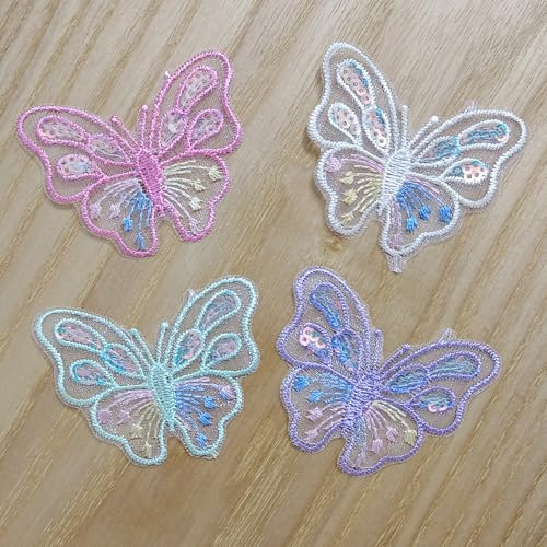 Schmetterlings-Spitzenborte, Schmetterlinge zum Basteln, Aufnähen, Organza, dekorative Flicken für Kleidung, Hochzeitskleid, DIY-Ornamente, 20 Stück von ISEMRO