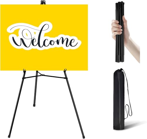 ISFORU Staffelei Ständer für Schilder, verbesserte 160 cm Display-Staffelei für Hochzeitsschilder und Poster, leichte, faltbare Bodenstaffelei für Bilder, verstellbare Poster-Staffelei mit Tragetasche von ISFORU