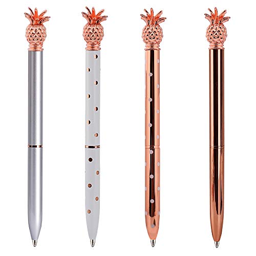 Ananas Kugelschreiber 4 Stücke Metall Kugelschreiber Rose Gold Stifte für Schule Büro Bedarf, 1,0 mm, Schwarze Tinte Ananas Kugelschreiber 4 Stücke Metall Kugelschreiber Rose Gold Stifte für Schule Büro Bedarf, 1,0 mm, Schwarze Tinte von ISIYINER