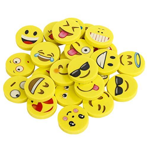 Emoji Kinder Radiergummi 144 Stücke Smiley Radierer Spielzeug Gastgeschenk Geschenke für Geburtstag Party Festival neues Jahr Weihnachten, gelb von ISIYINER