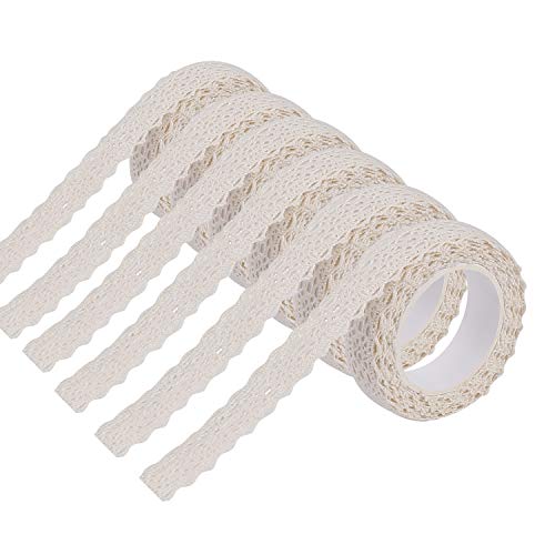 FT-SHOP Spitzenband Selbstklebende Vintage Dekoband Spitze Bordüre für Basteln Hochzeit Verzierung der Geschenke DIY Handwerk 2 Yards × 6 Rollen Beige von SATOHA