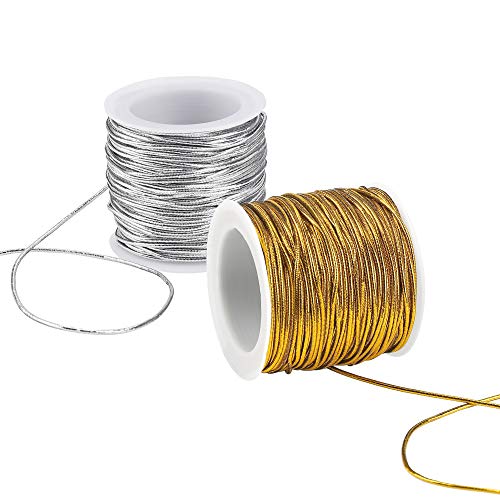 ISIYINER Elastische Schnur 2 Rollen Metallisch Elastisch Schnüre Strecken Schnüre Band Metallisch Lametta Schnur Seil für Basteln Geschenkverpackung 1mm, 25m/Rollen ISIYINER Elastische Schnur 2 Rollen Metallisch Elastisch Schnüre Strecken Schnüre Band Metallisch Lametta Schnur Seil für Basteln Geschenkverpackung 1mm, 25m/Rollen von ISIYINER