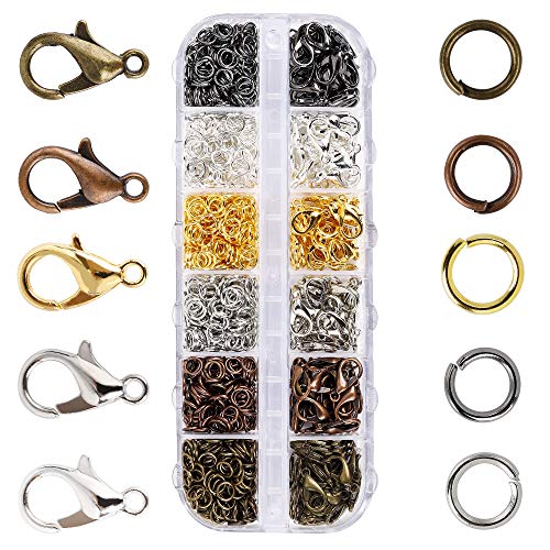 ISIYINER Karabinerverschluss Schmuck Karabiner Verschluss 972 Stücke Hummer Greifer Haken Karabinerhaken und Öffnen Sprung Ringe mit Aufbewahrungsbox für Schmuckherstellung 6 Farben ISIYINER Karabinerverschluss Schmuck Karabiner Verschluss 972 Stücke Hummer Greifer Haken Karabinerhaken und Öffnen Sprung Ringe mit Aufbewahrungsbox für Schmuckherstellung 6 Farben von ISIYINER