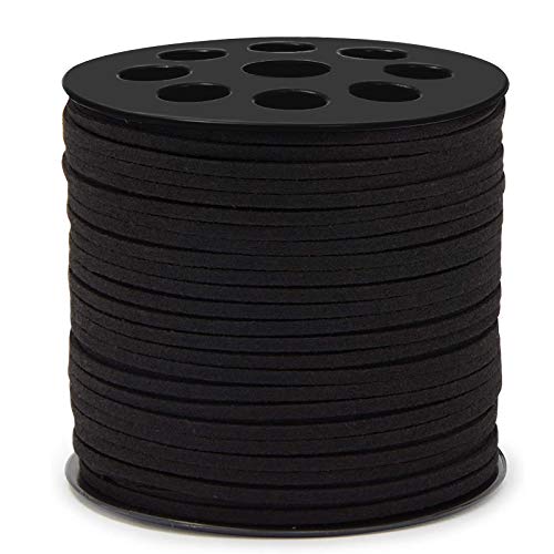 ISIYINER Lederschnur Lederband Faux Wildleder Schnur für DIY Armband Halskette Schmuck Handwerk 90m Lange 3mm Breite (Schwarz) von ISIYINER