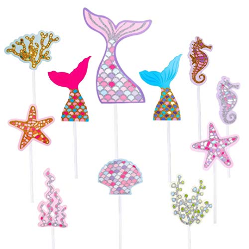 Meerjungfrau Cake Topper Glitzer Ocean Kuchendekoration Meerjungfrau Schwanz Kuchen Topper für Geburtstagsfeier, Babyparty und Hochzeitsfeier Lieferungen und Dekorationen 55 Stücke Meerjungfrau Cake Topper Glitzer Ocean Kuchendekoration Meerjungfrau Schwanz Kuchen Topper für Geburtstagsfeier, Babyparty und Hochzeitsfeier Lieferungen und Dekorationen 55 Stücke von ISIYINER