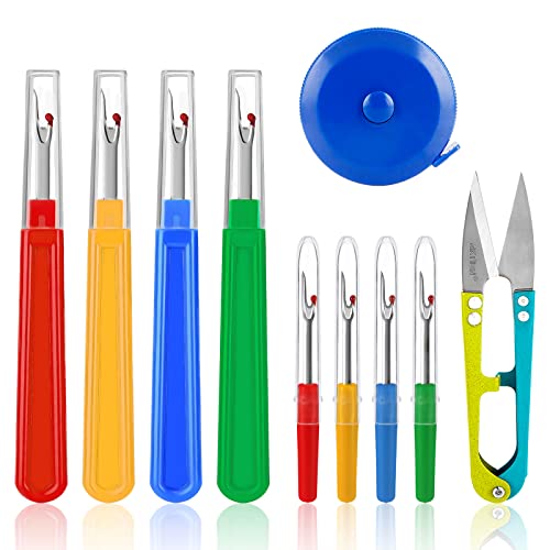 ISIYINER Nahttrenner Set, Groß und Klein Fadentrenner, Sewing Stitch Thread Unpicker Faden Schneider Tool mit Trimmschere Maßband Aufbewahrungstasche für Nähen Handwerk 10 Stück von ISIYINER