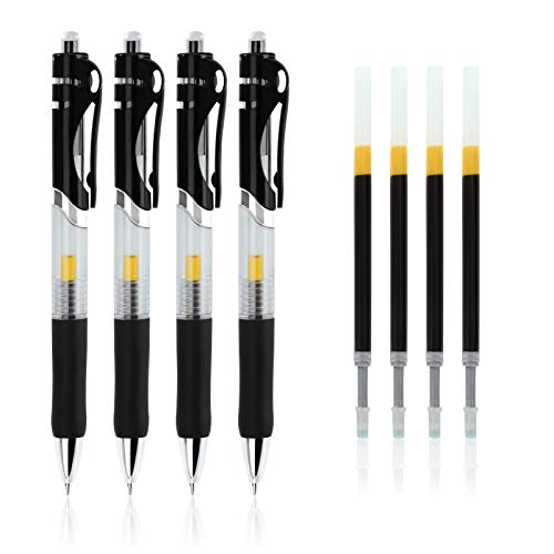 Kugelschreiber, Gelschreiber Einziehbare Rollerball-Stifte 0.5 mm Schwarze Tinte zum Schul- und Büromaterial, 4 Gelschreiber mit 4 Stiftnachfüllungen Kugelschreiber, Gelschreiber Einziehbare Rollerball-Stifte 0.5 mm Schwarze Tinte zum Schul- und Büromaterial, 4 Gelschreiber mit 4 Stiftnachfüllungen von ISIYINER