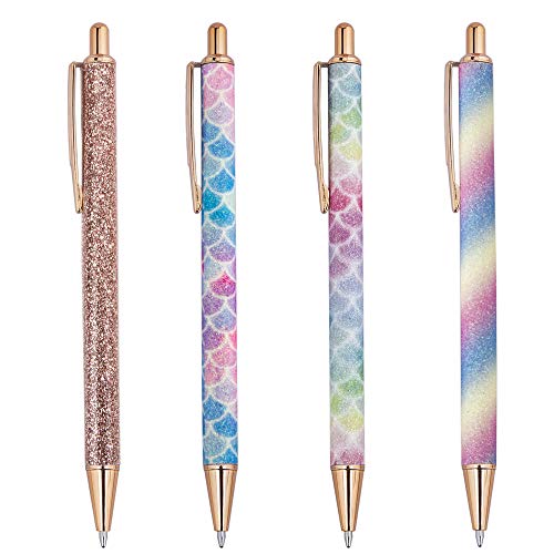 ISIYINER Kugelschreiber 4 Stücke Metall Glitter Kugelschreiber Drücken Glanz Rose Gold Stifte für Schule Büro Bedarf, 1,0 mm, Schwarze Tinte ISIYINER Kugelschreiber 4 Stücke Metall Glitter Kugelschreiber Drücken Glanz Rose Gold Stifte für Schule Büro Bedarf, 1,0 mm, Schwarze Tinte von ISIYINER