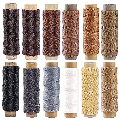 Nähgarn 360 Meter 150D Leder Nähen Wachsfaden für Lederhandwerk DIY Nähen Handwerk 12 Farben, Jeder von 30 Meter von ISIYINER