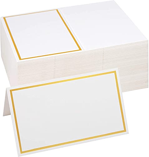 Tischkarten, Platzkarten Blanko Kleine Namenskarten mit Goldfolienrand für Hochzeit, Bankett, Abendessen, Party und Festival 8.5 x 5 cm 100 Stück Tischkarten, Platzkarten Blanko Kleine Namenskarten mit Goldfolienrand für Hochzeit, Bankett, Abendessen, Party und Festival 8.5 x 5 cm 100 Stück von ISIYINER